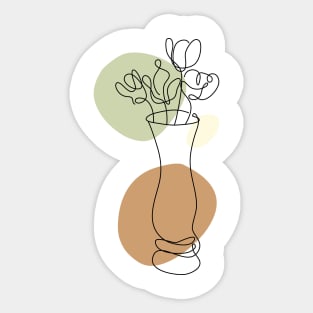 Flower Bouquet Shape Minimalist Line Art Drawing Sticker